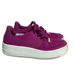 Nike Air Force 1 Sage Low Suede Shoes - Plum, Size 9.5
